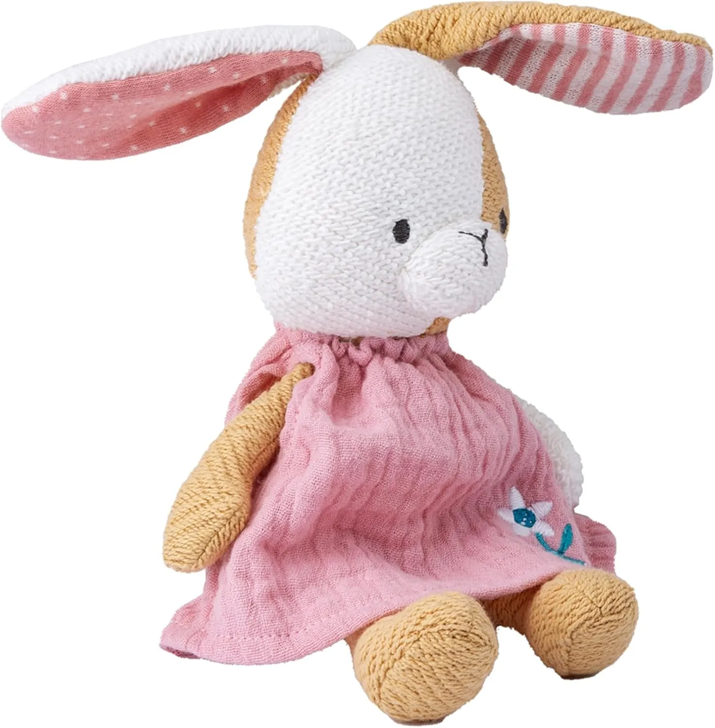 Bunny Stuffed Animal Organic Cotton Baby Plush Toys, 5.5" Plush Bunny Soft Cuddly Toy Mini Bunny Toy for Babies and Toddlers