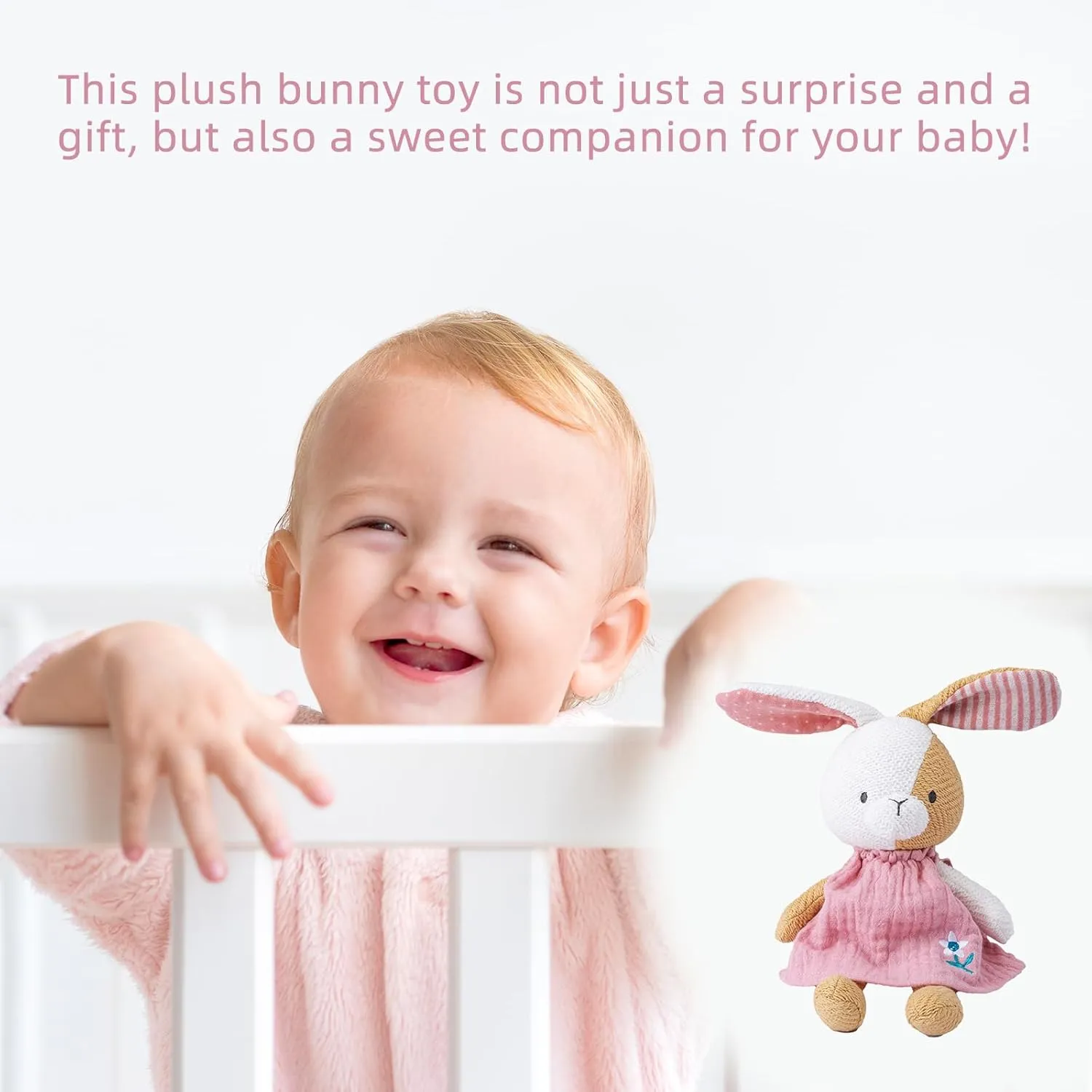 Bunny Stuffed Animal Organic Cotton Baby Plush Toys, 5.5" Plush Bunny Soft Cuddly Toy Mini Bunny Toy for Babies and Toddlers