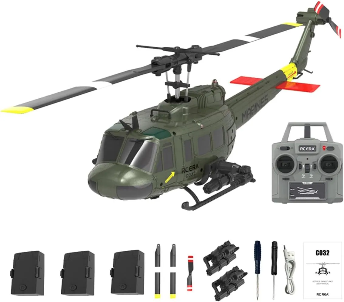 C032 Remote Control Helicopter, Ultra-high Simulated RC Helicopter, 1/48 Scale 2.4G 6CH RC Electric Airplane Model, RC Helicopte for Adults - RTF