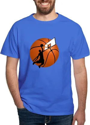 CafePress Slam Dunk Basketball Player W/Hoop On Ball T Shirt Men's 100% Cotton, Classic Graphic Dark T-Shirt