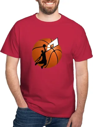 CafePress Slam Dunk Basketball Player W/Hoop On Ball T Shirt Men's 100% Cotton, Classic Graphic Dark T-Shirt