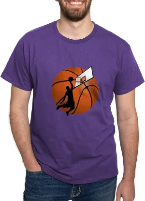 CafePress Slam Dunk Basketball Player W/Hoop On Ball T Shirt Men's 100% Cotton, Classic Graphic Dark T-Shirt