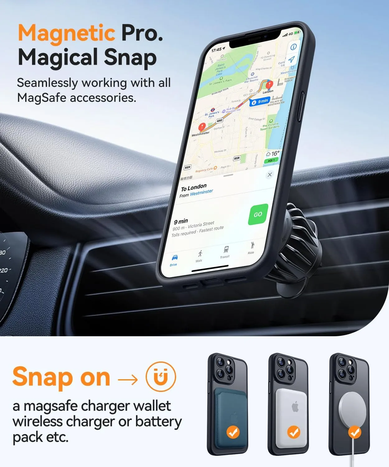 CANSHN Magnetic Compatible with iPhone 13 Pro Max Case, Upgraded [Full Camera Protection] [Compatible with Magsafe] [Translucent Matte] Shockproof Protective Phone Case Cover 6.7 Inch - Black