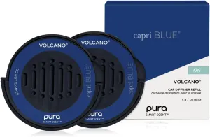 Capri Blue Pura Car Diffuser Refills - Includes 2 Car Air Freshener Diffuser Refills Only - Long Lasting Luxury Scented Fresheners - 2 Pack (Volcano)