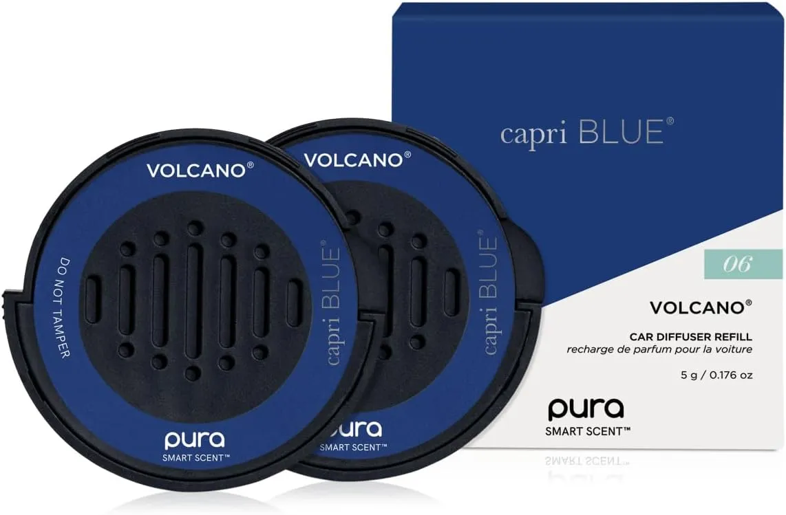 Capri Blue Pura Car Diffuser Refills - Includes 2 Car Air Freshener Diffuser Refills Only - Long Lasting Luxury Scented Fresheners - 2 Pack (Volcano)
