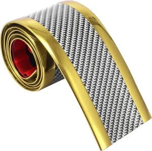 Car Door Edge Step Dust Shield Cover.7cmx1M Car SUV Universal Door Sill Protector Edge Trunk Bumper Anti Scratch Scuff Guard Sticker DIY PC Cover Strip for Cars Carbon Fiber Gold Tone