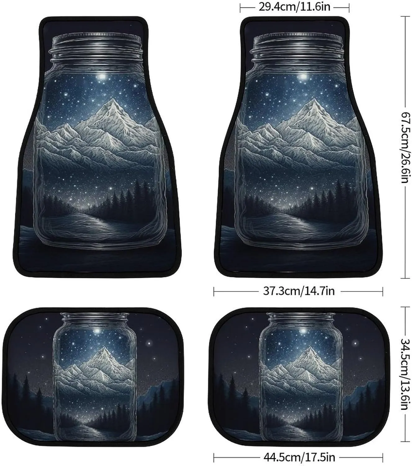 Car Floor Mats 4 Piece Heavy-Duty Rubber Floor Mats for Cars Landscape in A Bottle Car Mat Set Non-Slip Car Foot Pad Car Carpet Decor Heel Pad for Most Vehicles