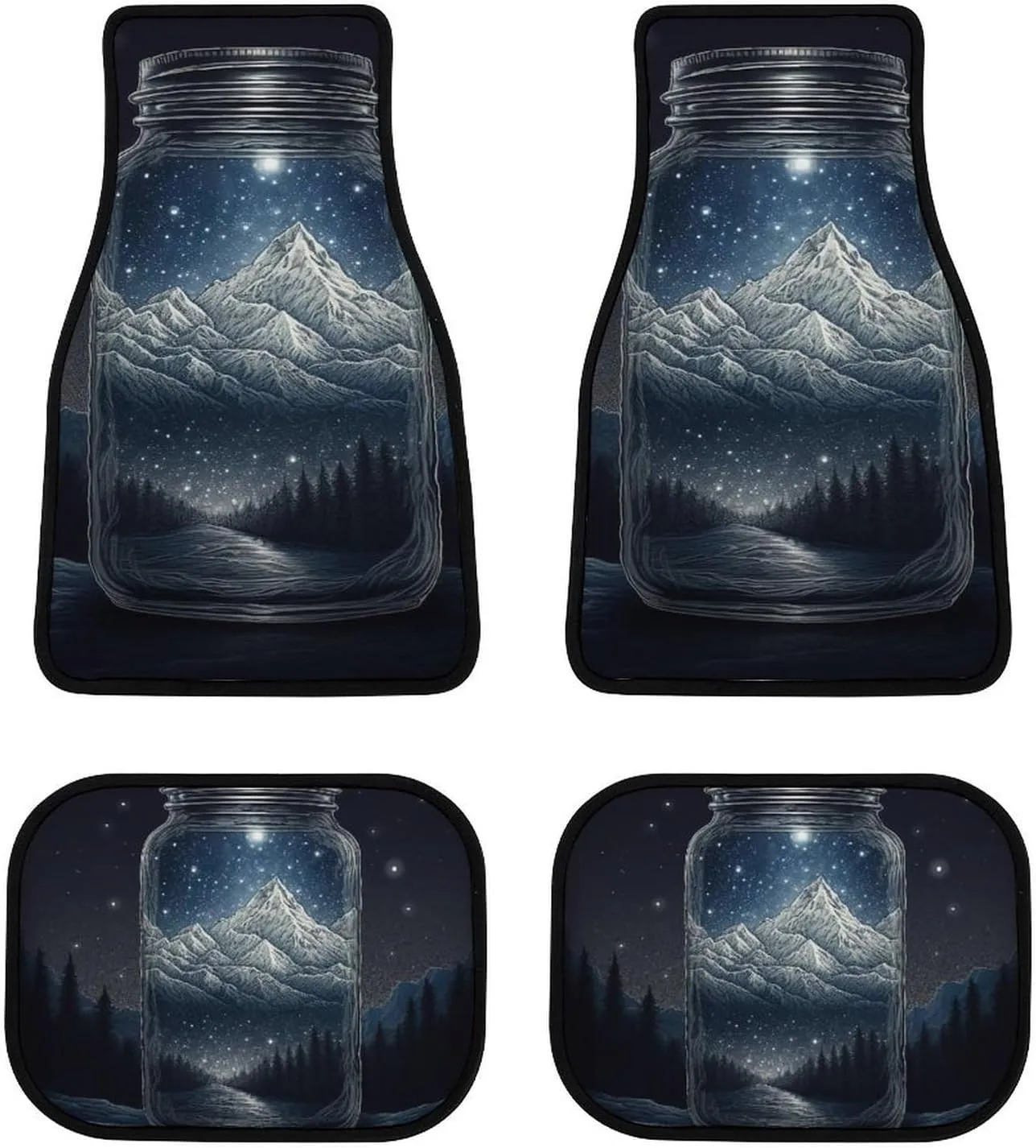 Car Floor Mats 4 Piece Heavy-Duty Rubber Floor Mats for Cars Landscape in A Bottle Car Mat Set Non-Slip Car Foot Pad Car Carpet Decor Heel Pad for Most Vehicles