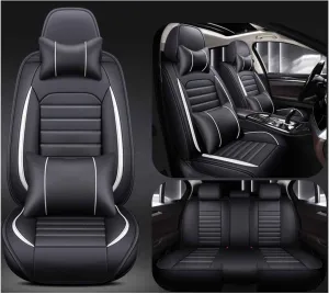Car Seat Cover Waterproof Full Set Leather, for Smart Brabus forfour (W 453) 2016 2017 2018, Leather 5-Seat Car Seat Covers All Weather Front and Rear Seat Cover Protector (Color : D)