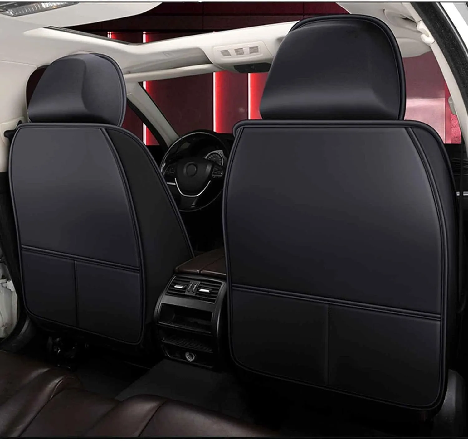 Car Seat Cover Waterproof Full Set Leather, for Smart Brabus forfour (W 453) 2016 2017 2018, Leather 5-Seat Car Seat Covers All Weather Front and Rear Seat Cover Protector (Color : D)