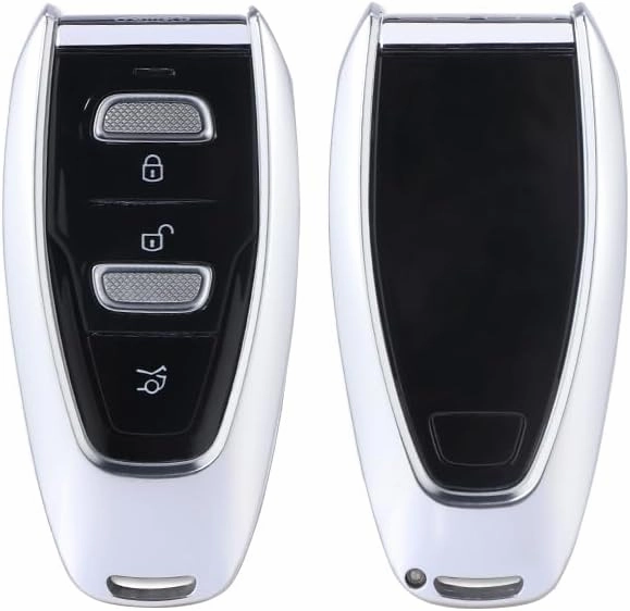Car Key Case Keychain Protective Case Cover Shell Key Protection Key Fob for Aston-Martin DBX 2020 2021 2022 2023 (Silver)