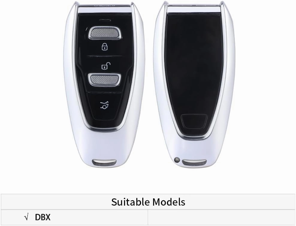 Car Key Case Keychain Protective Case Cover Shell Key Protection Key Fob for Aston-Martin DBX 2020 2021 2022 2023 (Silver)