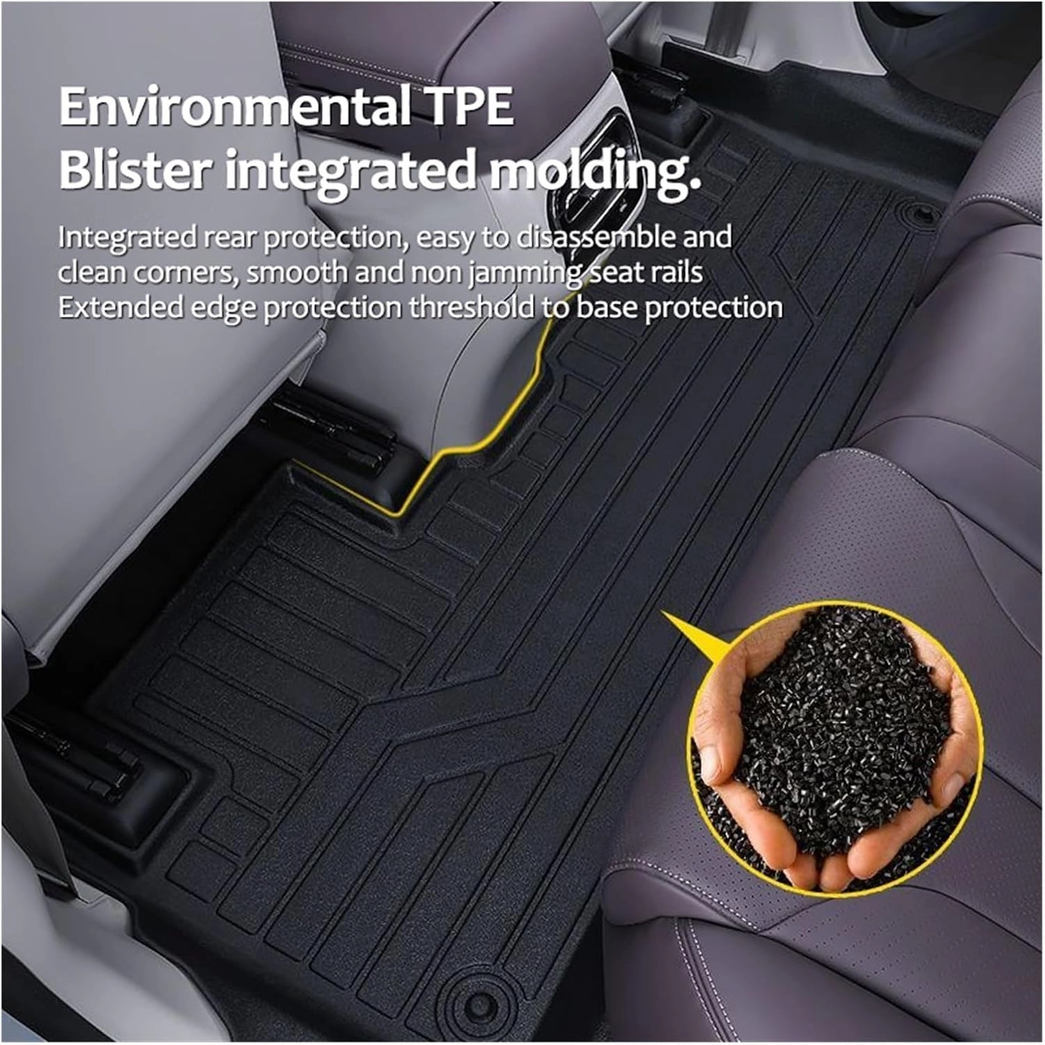 Car TPE Floor Mat Dirt-Resistant Mud Carpet Foot Pad Full Set Rug Tappeto Compatible with BYD Tang Accessories Tan II EV 2018~2024 2023 2022(Size:Left-Hand Drive)