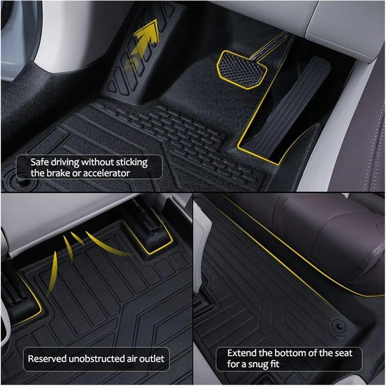 Car TPE Floor Mat Dirt-Resistant Mud Carpet Foot Pad Full Set Rug Tappeto Compatible with BYD Tang Accessories Tan II EV 2018~2024 2023 2022(Size:Left-Hand Drive)