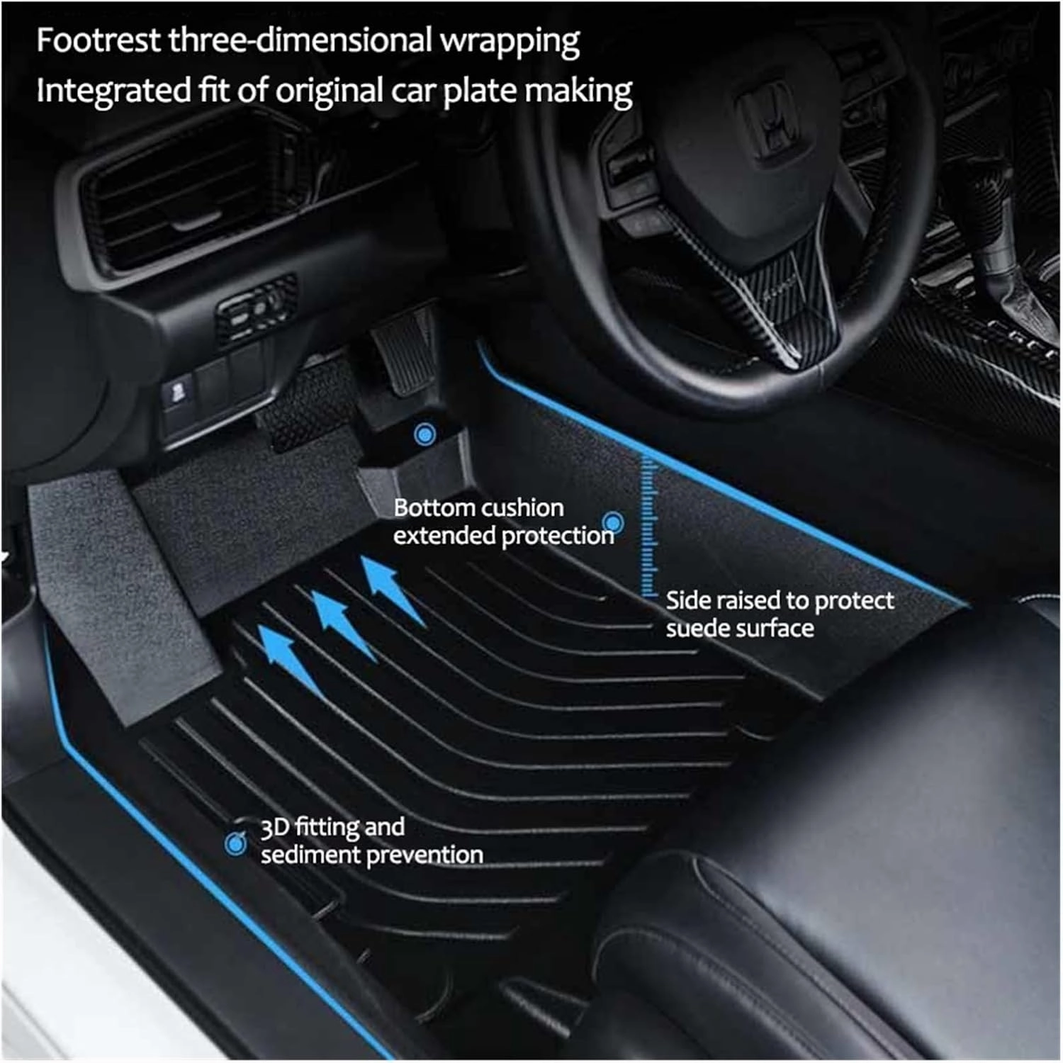 Car TPE Floor Mat Dirt-Resistant Mud Carpet Foot Pad Full Set Rug Tappeto Compatible with BYD Tang Accessories Tan II EV 2018~2024 2023 2022(Size:Left-Hand Drive)
