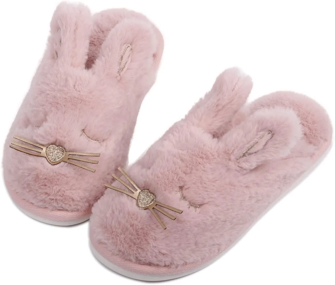 Caramella Bubble Kids Bunny Plush Slippers for Girls Boys：Christmas Gifts Cute Warm Fuzzy Animal House Shoes -Toddler Fluffy Indoor Bedroom Slippers