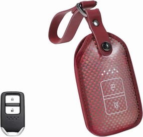 Carbon Fiber Car Remote Smart Key Fob Case Cover Bag with Keychain Compatible for Honda Accord CR-V Civic Fit Jazz HR-V Pilot Rid(Style A)