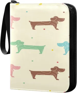 Card Binder 4 Pocket, Trading Card Binder Holder Fits 400 Cards with 50 Sleeves, Card Collection Binder Album Book Holder for Baseball Football Games Cards, Colorful Dogs