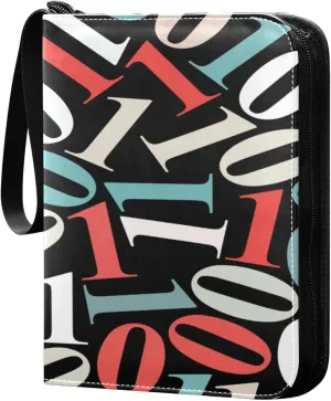 Card Binder 4 Pocket, Trading Card Binder Holder Fits 400 Cards with 50 Sleeves, Card Collection Binder Album Book Holder for Baseball Football Games Cards, Colorful Numbers
