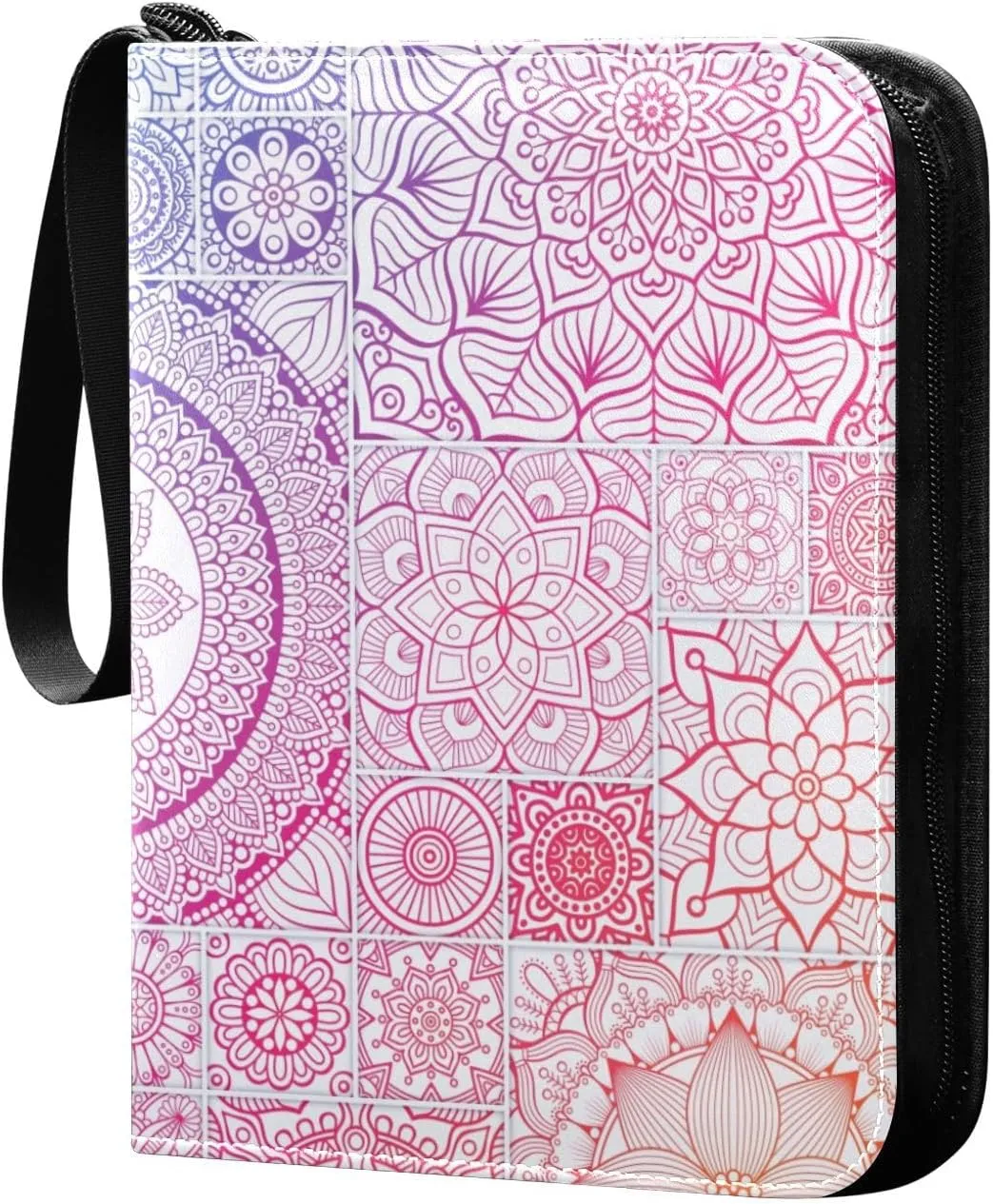 Card Binder 4 Pocket Trading Card Binder Holds 400 Cards with 50 Removable Sleeves for Boys Girls Game Cards Sports Cards Colorful Mandala