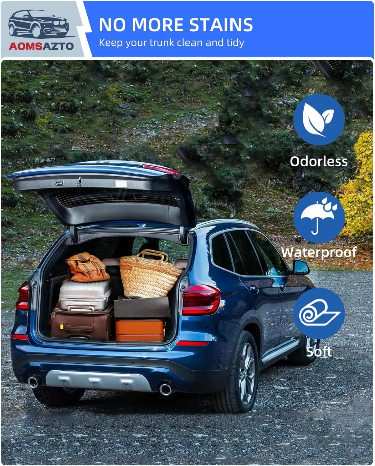 Cargo Liner Compatible With BMW X5 2019-2025 2026 ONLY 5 Seats (Non 45e/50e & 7-Seats Models): AOMSAZTO All Weather Cargo Mat Trunk Mat Rear Trunk Liner Cargo Tray for 2019-2026 BMW X5 G05 Accessories