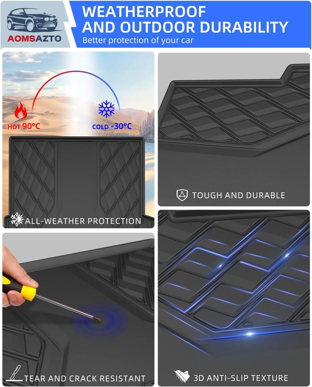 Cargo Liner Compatible With BMW X5 2019-2025 2026 ONLY 5 Seats (Non 45e/50e & 7-Seats Models): AOMSAZTO All Weather Cargo Mat Trunk Mat Rear Trunk Liner Cargo Tray for 2019-2026 BMW X5 G05 Accessories