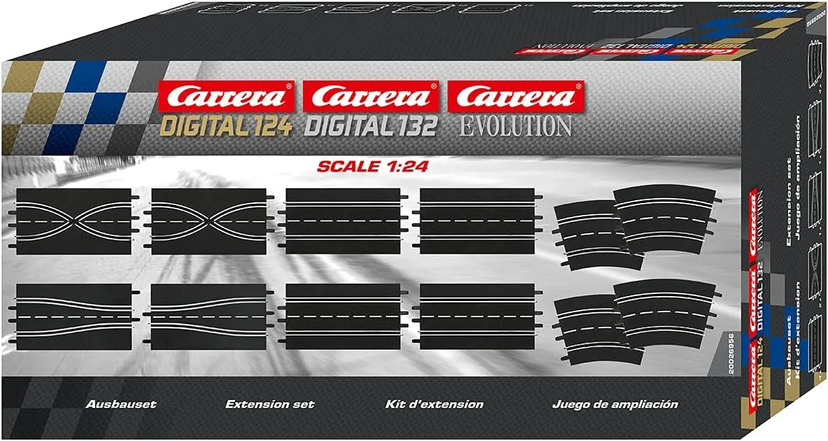 Carrera 1:24 Scale Track Extension Set - Accessory Pack includes 12 Pieces - For Use With Digital 124, 132 and Evolution Carrera Slot Car Racetrack Systems, Large