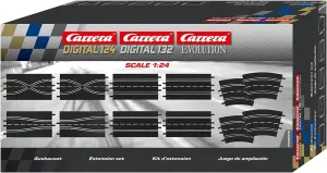 Carrera 1:24 Scale Track Extension Set - Accessory Pack includes 12 Pieces - For Use With Digital 124, 132 and Evolution Carrera Slot Car Racetrack Systems, Large