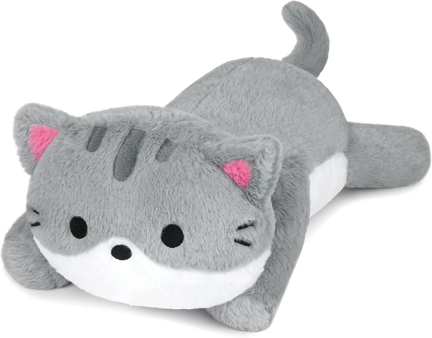 Cat Weighted Stuffed Animals,18 Inch 2 lbs Weighted Cat Plush Pillow,Soft Kawaii Large Grey Kitten Stuffed Animal Cuddle Plush Toy Gifts for Kids
