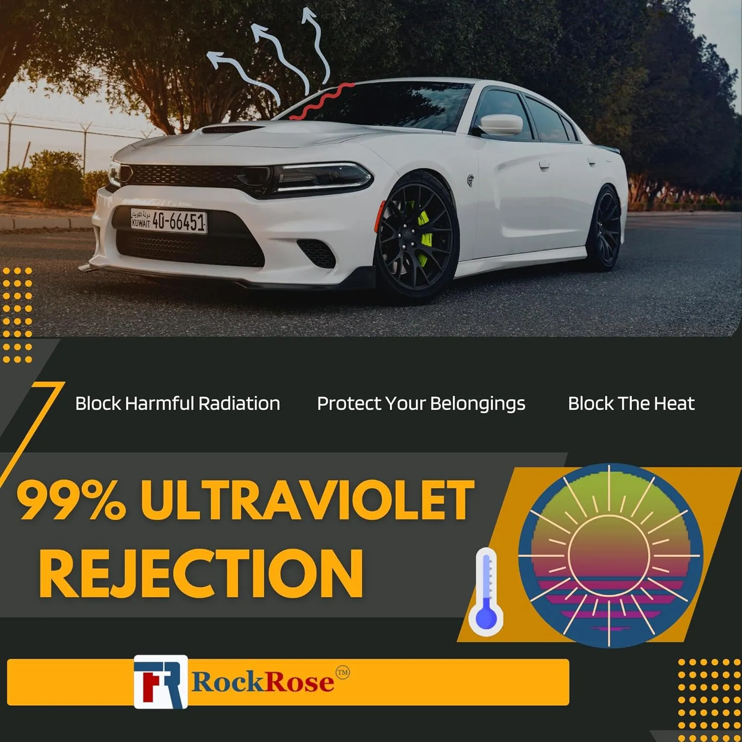 Charcoal 2PLY Nano Ceramic 5% VLT Car Tint 40 in x 25 FT Professional Window Tint Heat, UV 99%, and IRR 85% to 90% Tint for Cars or Building Adhesive Film Easy Shrink, Plotter Friendly