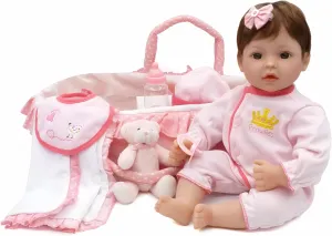 CHAREX Reborn Baby Dolls - 18 inch Realistic Baby Doll Pink Cradle Baby Girl Handmade Lifelike Weighted Realistic Silicone Baby Doll Soft Gift with Accessories for Kids Age 3 