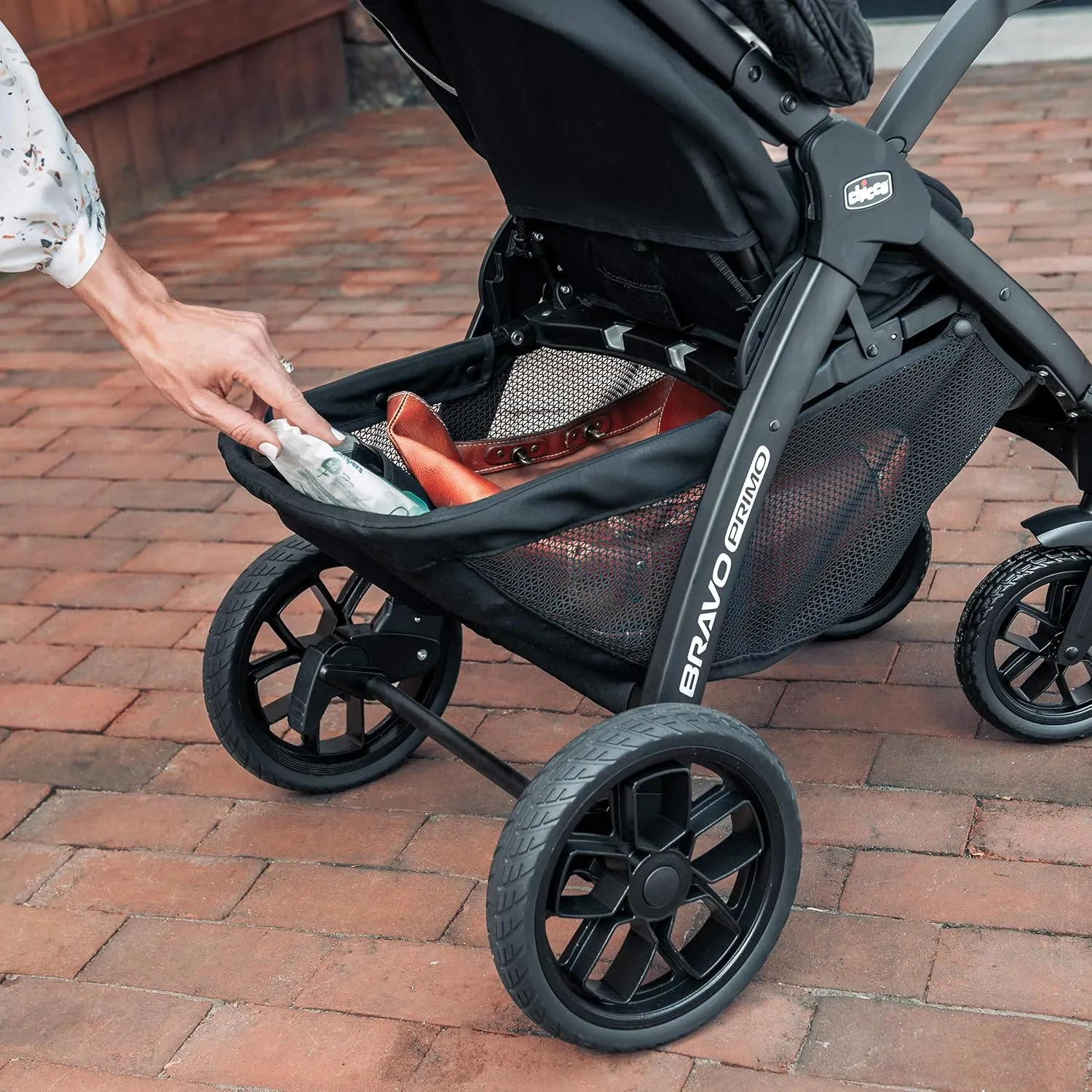 Chicco Bravo Primo Trio Travel System, Quick-Fold Stroller with Chicco KeyFit 35 Zip Extended-Use Infant Car Seat and Stroller Combo | Springhill/Black
