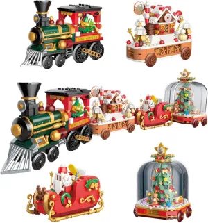 Christmas Building Blocks Toy Sets, Train Santa Claus Tree Gingerbread House 1000 PCS, Holiday Decor Block Kit, Creative for Kids Adults (5165)