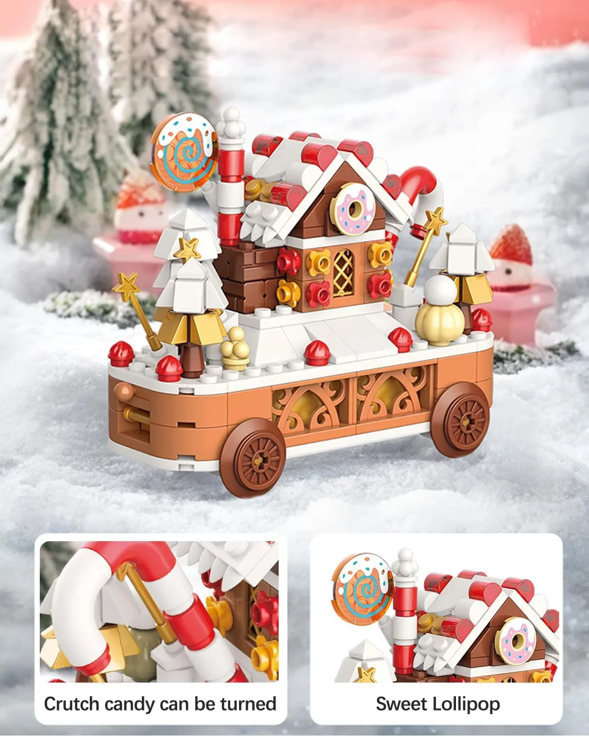 Christmas Building Blocks Toy Sets, Train Santa Claus Tree Gingerbread House 1000 PCS, Holiday Decor Block Kit, Creative for Kids Adults (5165)