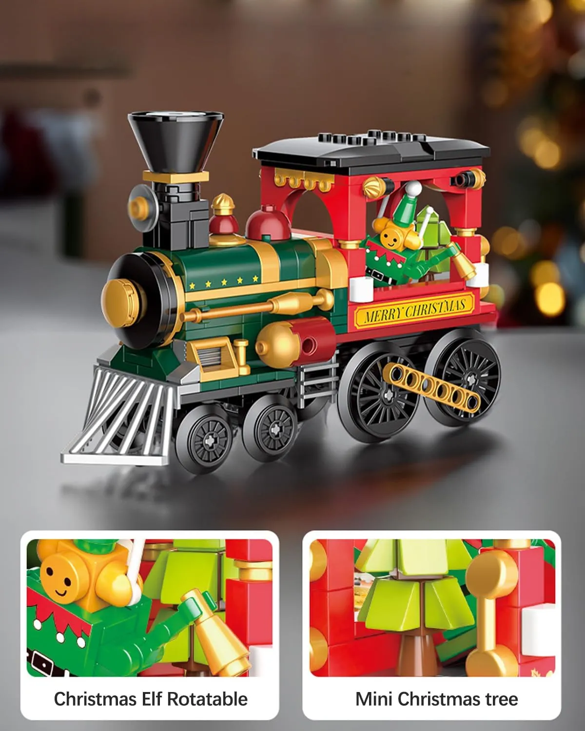Christmas Building Blocks Toy Sets, Train Santa Claus Tree Gingerbread House 1000 PCS, Holiday Decor Block Kit, Creative for Kids Adults (5165)