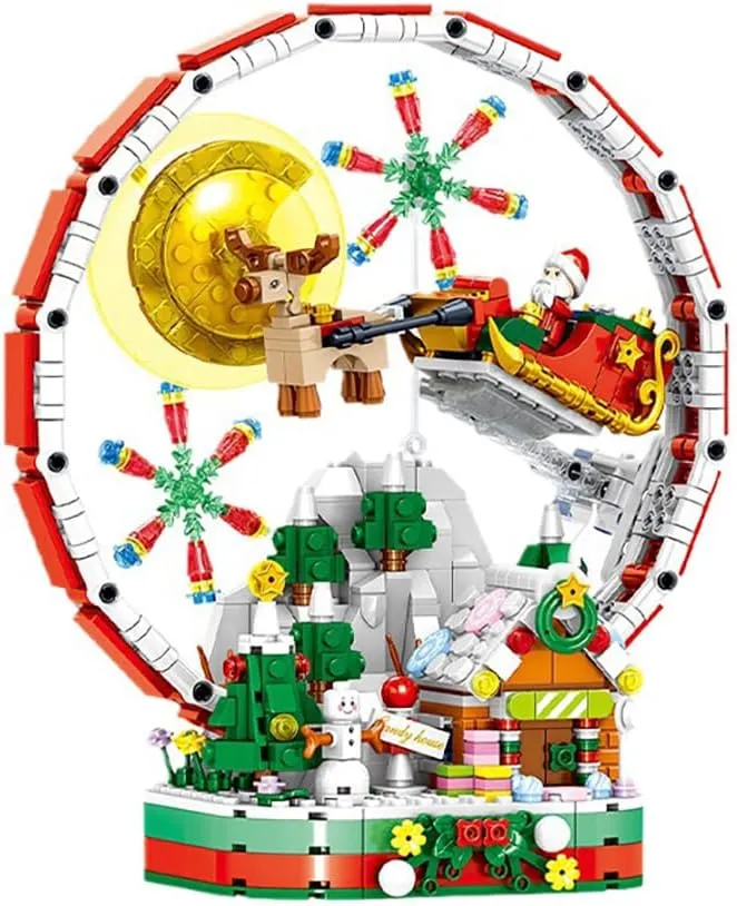 Christmas Building Set, 878 PCS Christmas Surprise Model Building Block Kit, MOC Mini Bricks Construction, Home Decor