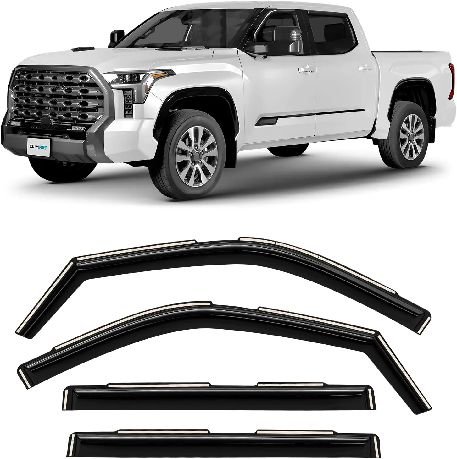 CLIM ART in-Channel Incredibly Durable Rain Guards Compatible with Toyota Tundra 2022-2025 CrewMax, Original Window Deflectors, Vent Window Visors, Vent Deflector, 4 pcs. - 619019