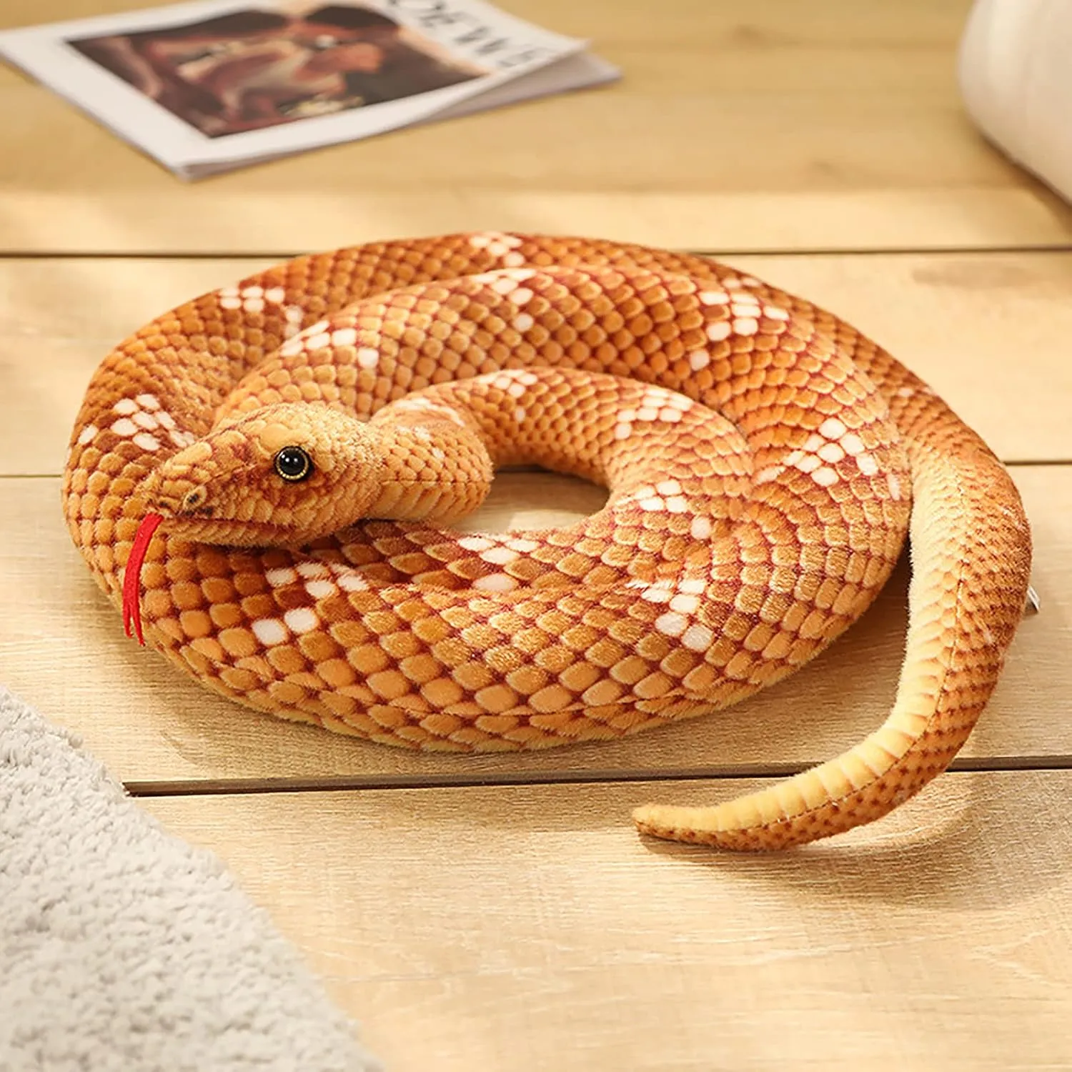 Clobeau 78 Inch Realistic Snake Stuffed Animal for Kids, Lifelike Giant Stuffed Snake Plush Toy for Birthday Present Party Prank Prop (Yellow)