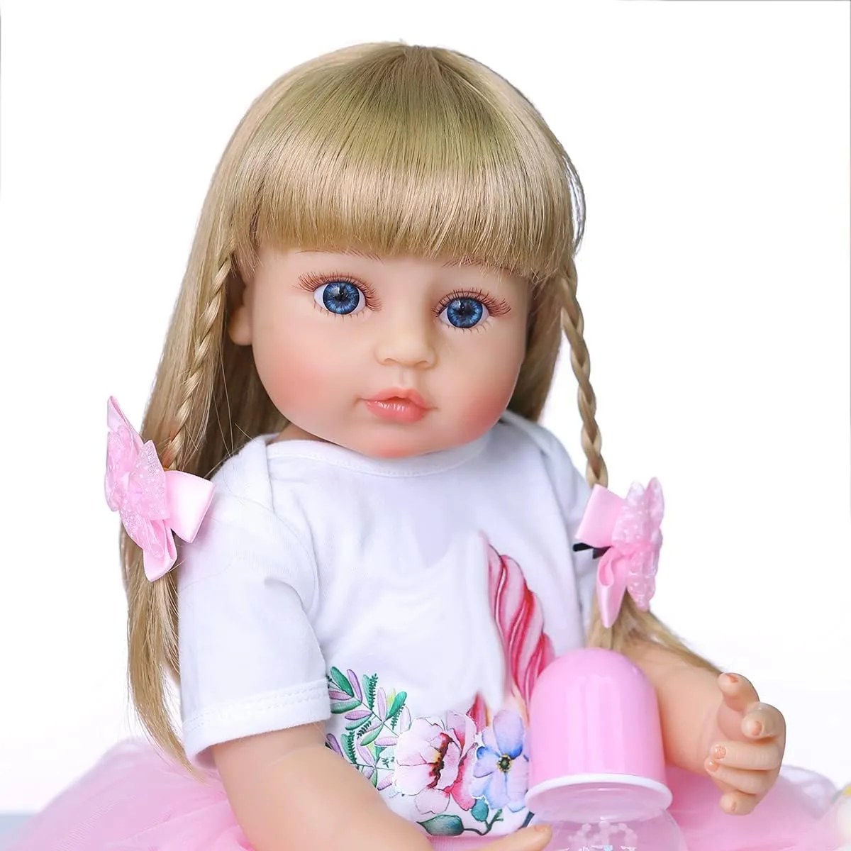 Collectible Lifelike Reborn Baby Dolls Full Body Silicone Vinyl 22 Inch 55cm Realistic Newborn Girl Doll Cute Beauty Bebes Silicona Baby Reborn Toy Gifts for Kids Age 3 