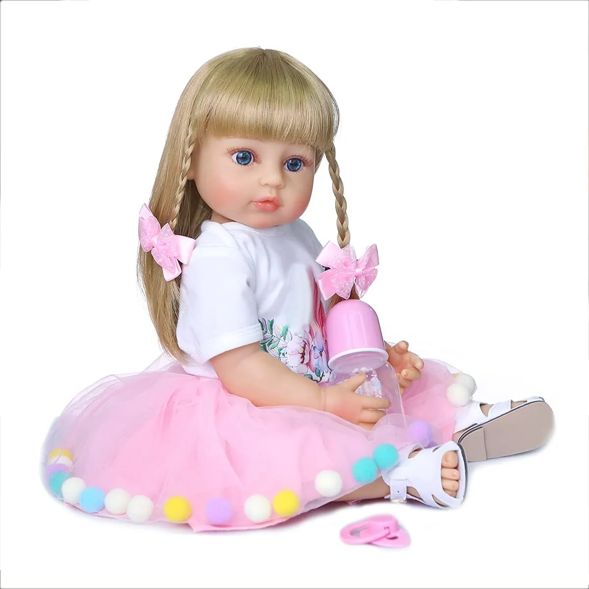 Collectible Lifelike Reborn Baby Dolls Full Body Silicone Vinyl 22 Inch 55cm Realistic Newborn Girl Doll Cute Beauty Bebes Silicona Baby Reborn Toy Gifts for Kids Age 3 