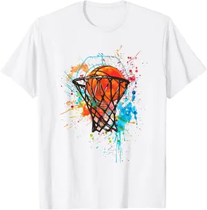 Colorful Basketball Tie Dye Color Hoop Net Slam Dunk Trendy T-Shirt