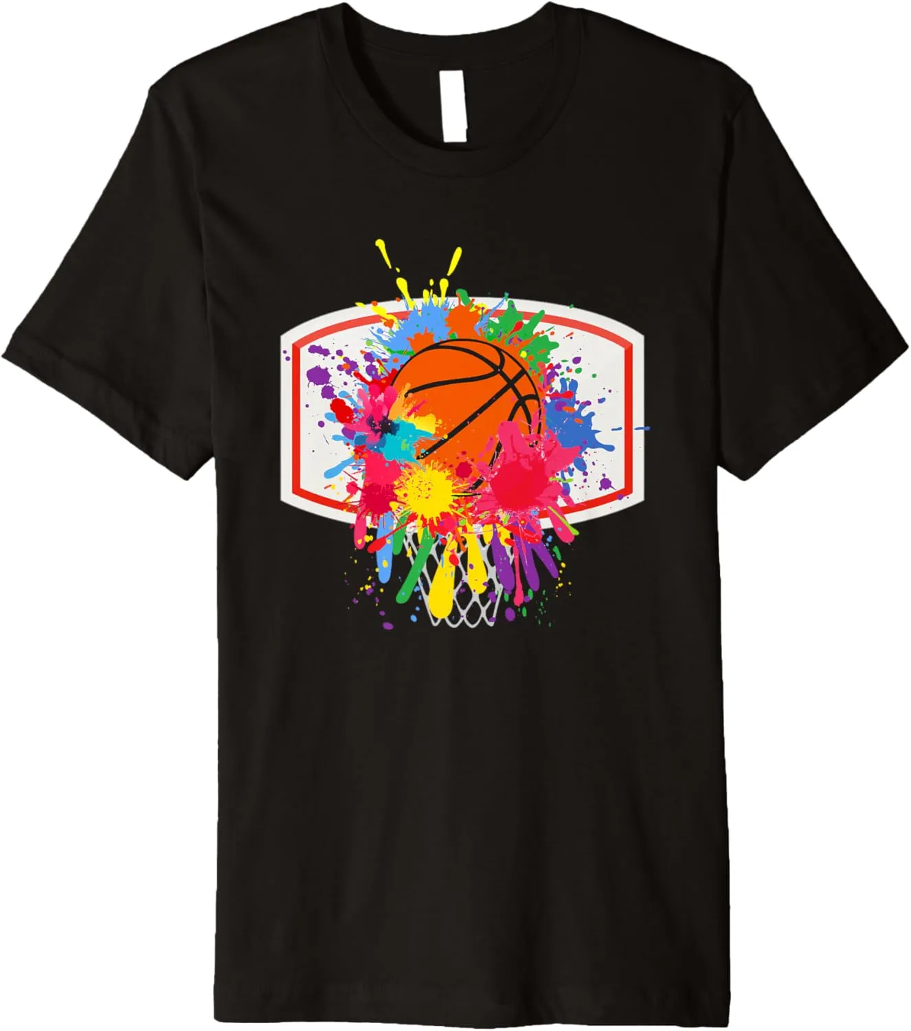 Colorful Basketball Tie Dye Color Splash Hoop Net Slam Dunk Premium T-Shirt