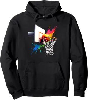 colorful basketball tie dye color splash hoop net slam dunk Pullover Hoodie