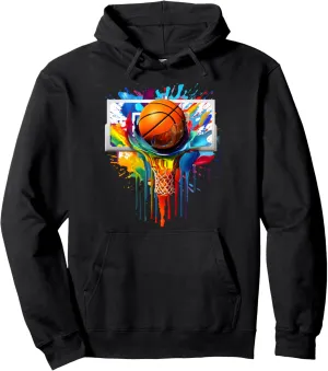 Colorful Basketball Tie Dye Color Splash Hoop Net Slam Dunk Pullover Hoodie