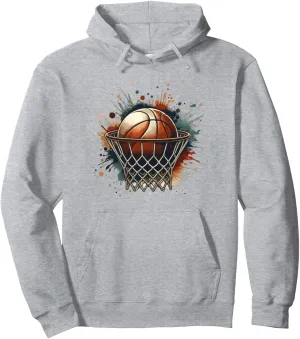 Colorful Basketball Tie Dye Color Splash Hoop Net Slam Dunk Pullover Hoodie