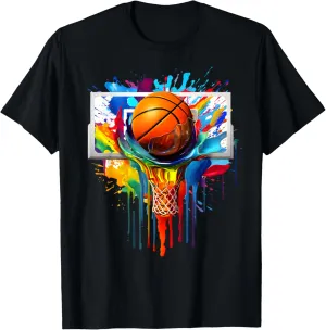 Colorful Basketball Tie Dye Color Splash Hoop Net Slam Dunk T-Shirt