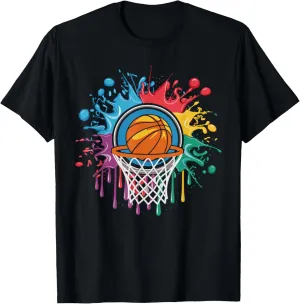 Colorful Basketball Tie Dye Color Splash Hoop Net Slam Dunk T-Shirt