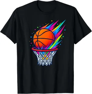 Colorful Basketball Tie Dye Color Splash Hoop Net Slam Dunk T-Shirt