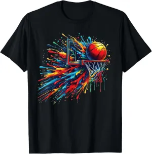 Colorful Basketball Tie Dye Color Splash Hoop Net Slam Dunk T-Shirt