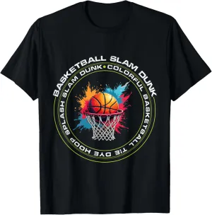 Colorful Basketball Tie Dye Hoop Splash Slam Dunk Tee T-Shirt